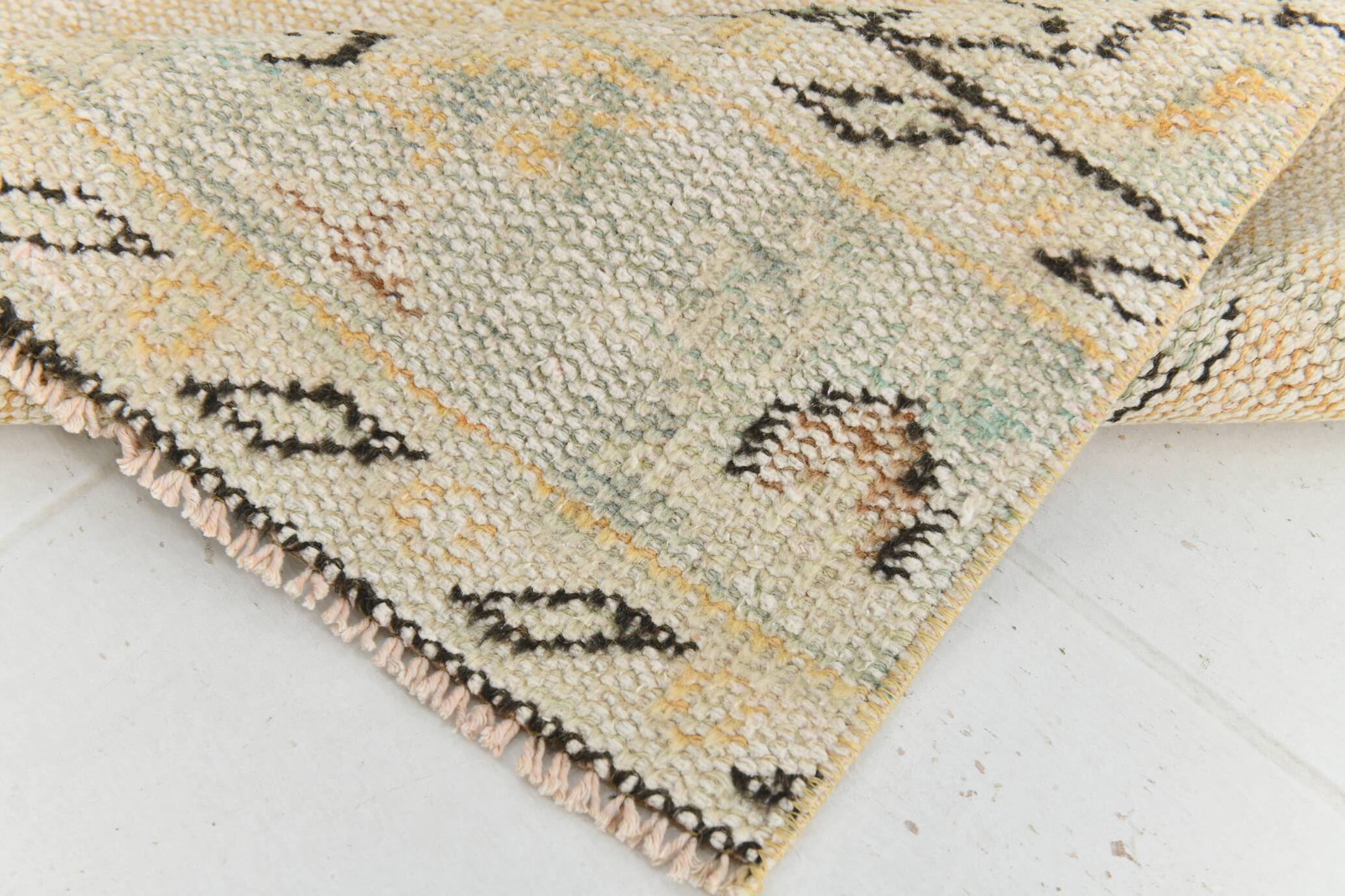 3x9 Beige & Yellow Turkish Vintage Runner Rug, 80x281Cm SK 23538