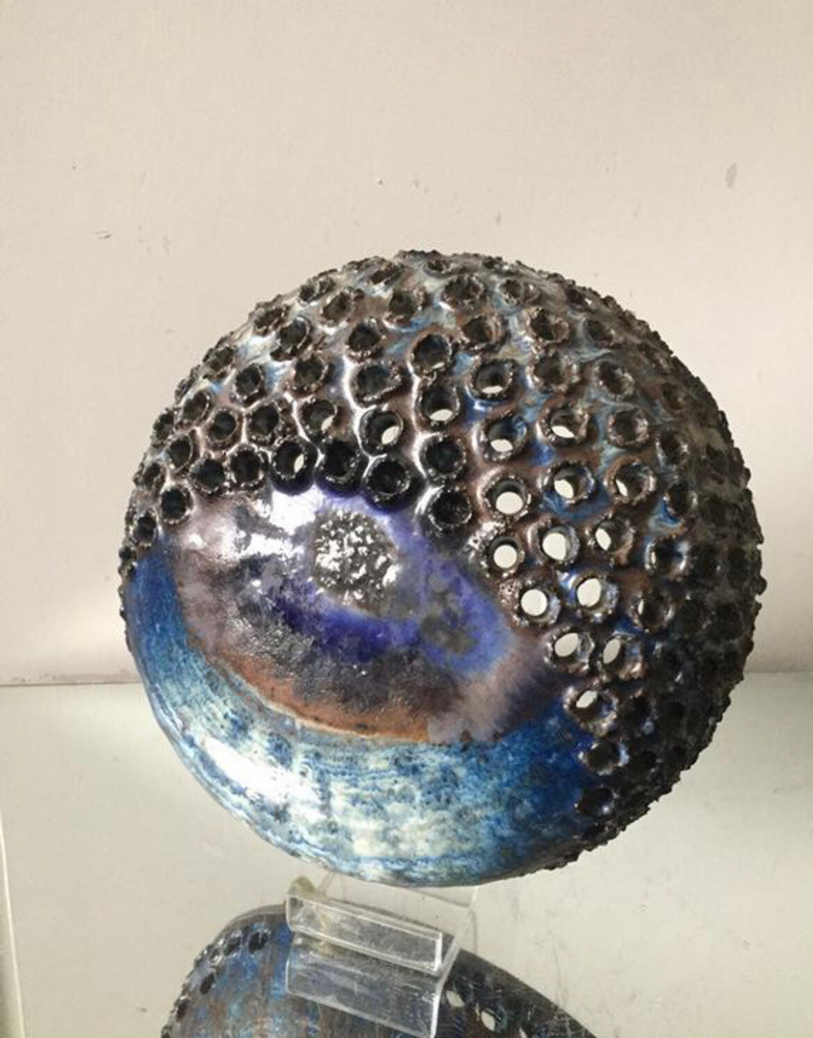 Danish ceramic stoneware 1974 wall light  signed studio