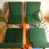 Set of 4 green Danish armchairs