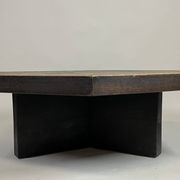 Large Brutalist Coffee Table in Oak and Stone Mosaic, 1960s