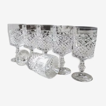 Lot 6 verres vintage à pied rectangulaires en cristal