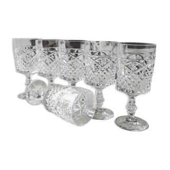 Lot 6 vintage glasses with rectangular crystal stems