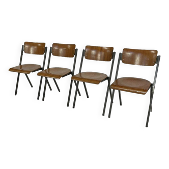 Ensemble De Quatre Chaises Compass 1960 Chaises D'école Design Néerlandais