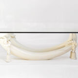 Hollywood regency style faux tusk coffee table, 1980s