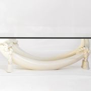 Hollywood regency style faux tusk coffee table, 1980s