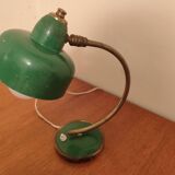 Vintage Scandinavian Art Deco desk lamp from the 40s, golden brass, retro, moon shape, swan neck
