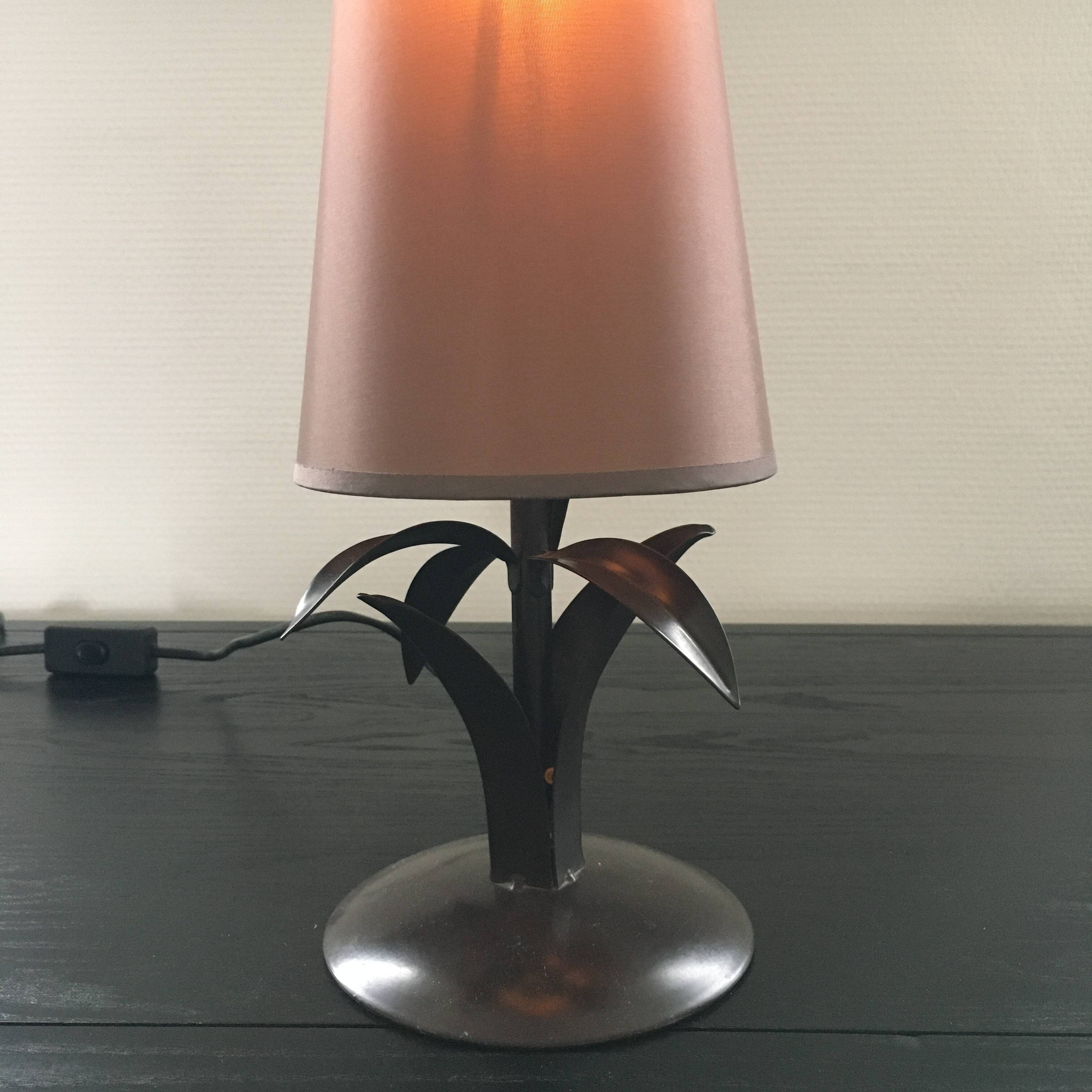 Palm tree lamp in metal and silk