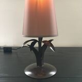 Metal and silk palm lamp