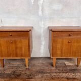 Pair of vintage oak bedside tables, 1960s