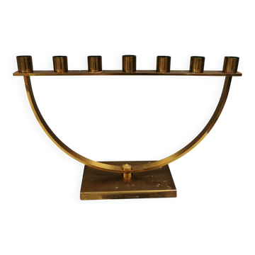 Chandelier à 7 « bras » en laiton massif de D.R Brass, Danemark, années 1950