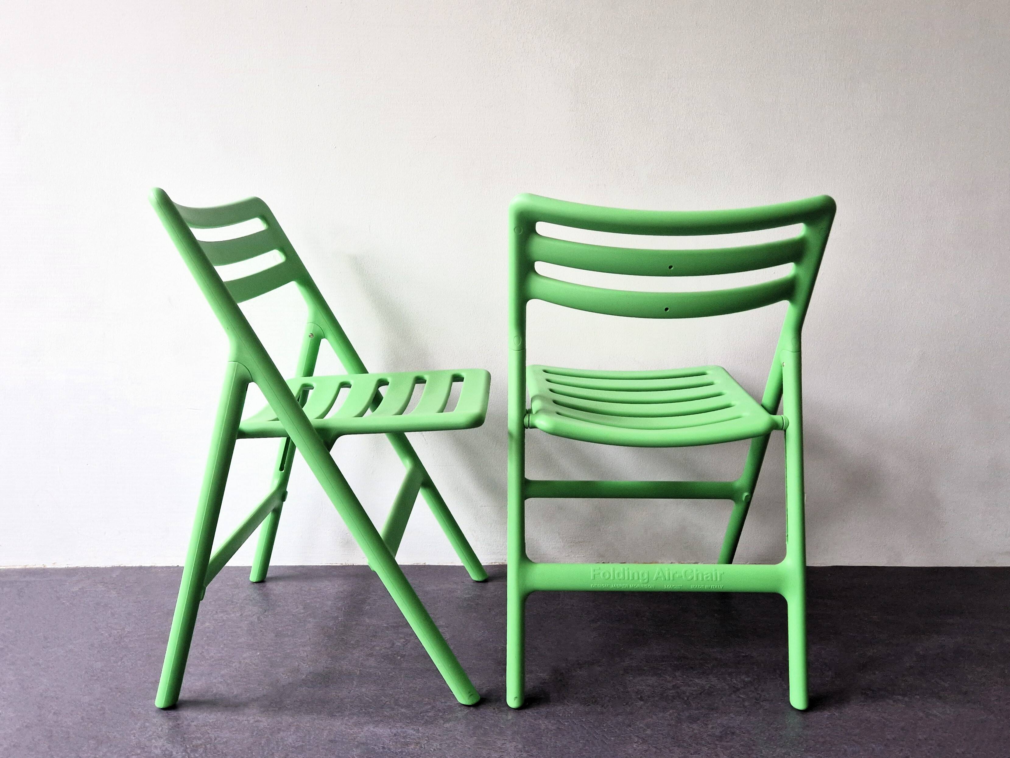 Set of 2 green Folding Air Chairs by Jasper Morrison for Magis, Italy 2003/2005