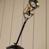 Vintage metal table lamp in Hollywood Regency style, black base with brass shade by Gigidi Iluminazione, 80s