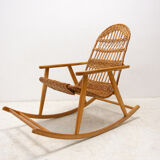 Mid-Century Wicker Rocking Chair, Czechoslovakia, 1970's