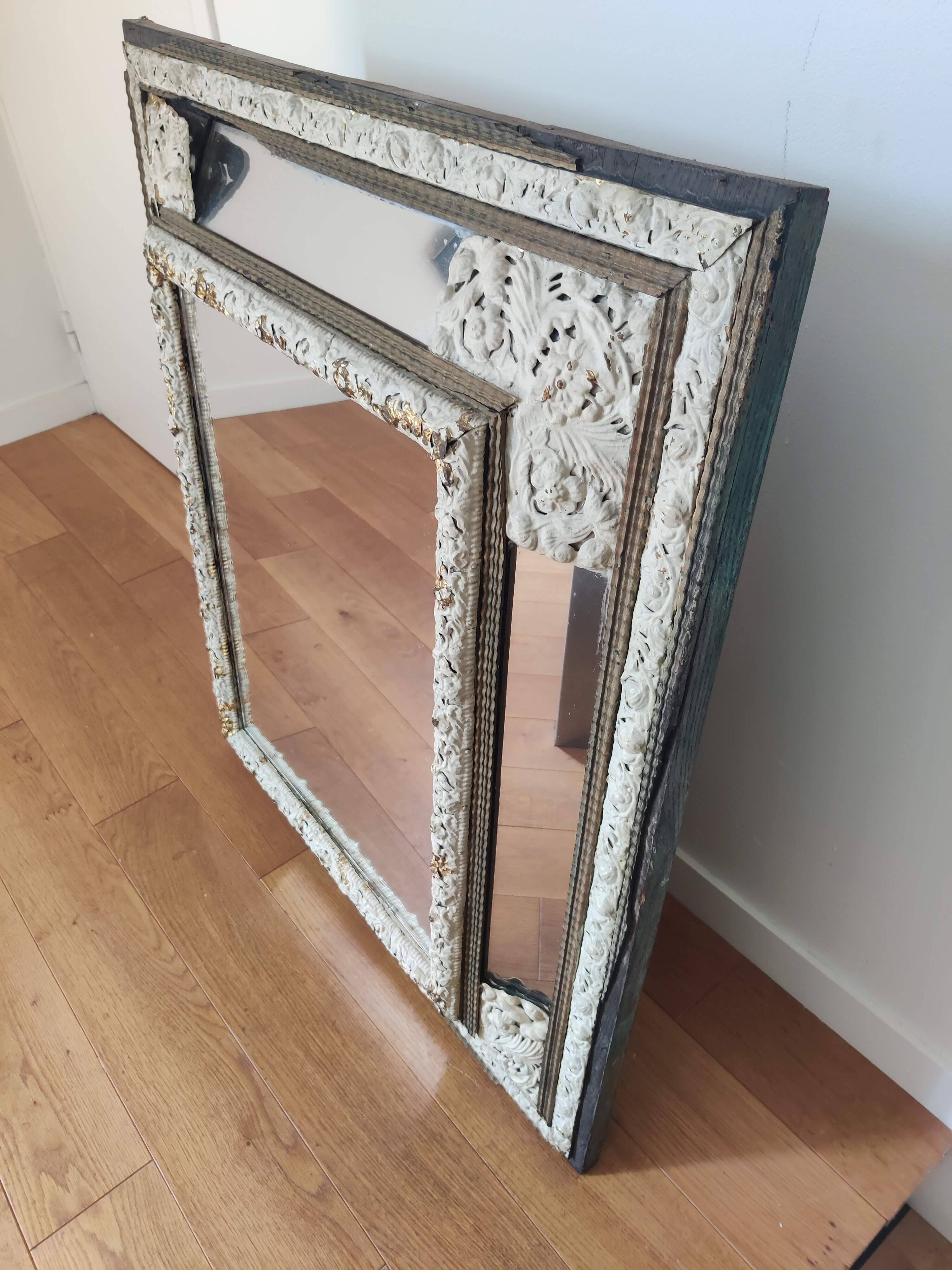 Rare oak mirror with shutters