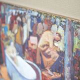 Peinture signée Patrice Landauer, peinture vintage, peinture sur panneau de bois