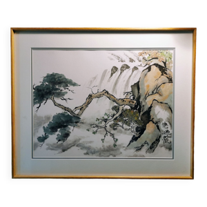 Aquarelle paysage japonais