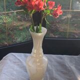 Beige opaline vase vintage marble effect