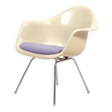 4 Eames DAX fiberglass lounge chairs with purple upholstery by Herman Mille