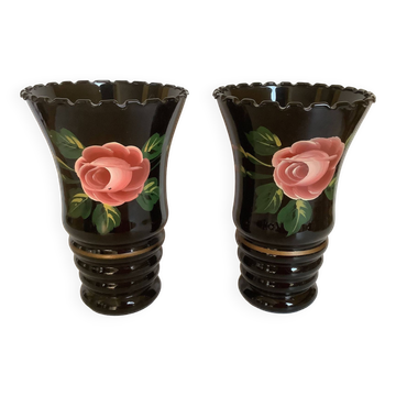 Pair of black opaline vases from the Napoléon III period