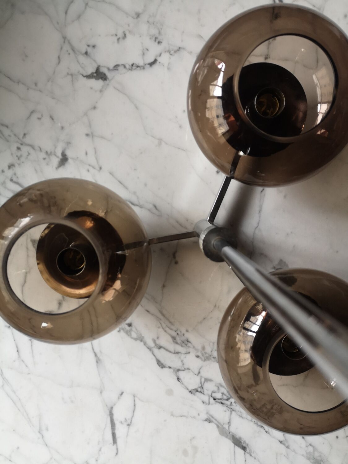 suspension in chrome and smoked glass from Sciolari, italy 1970