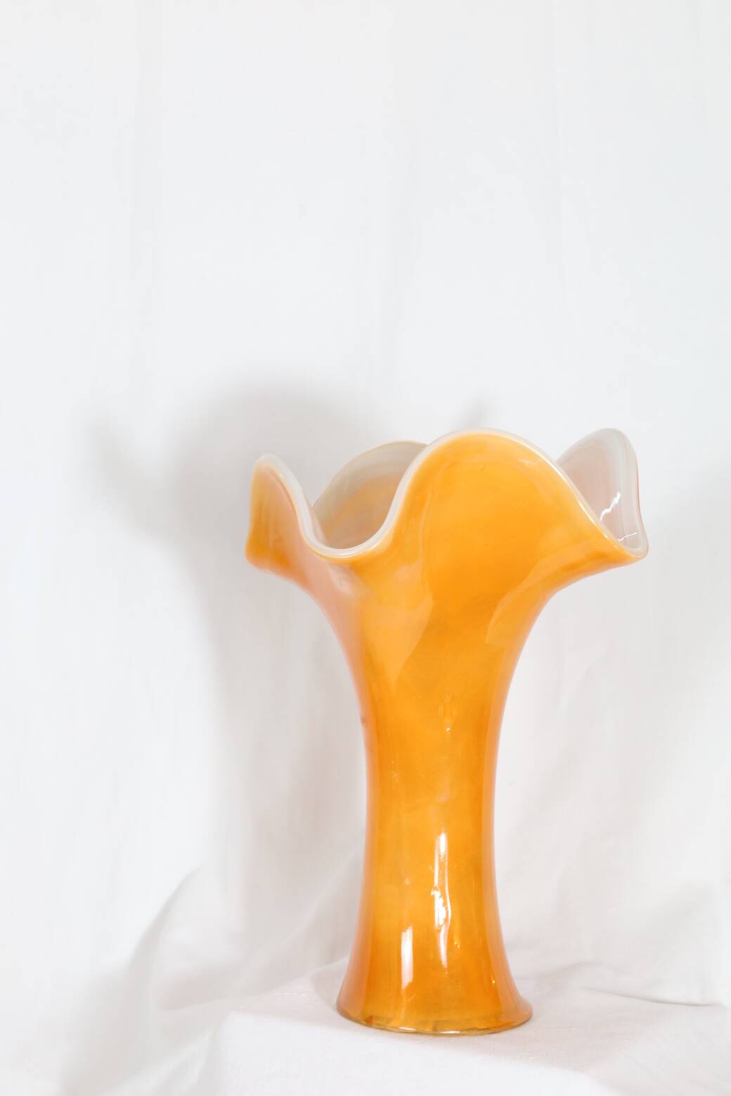LARGE ARTISANAL ORANGE GLASS VASE