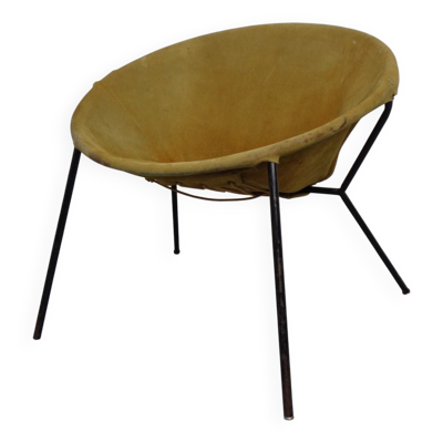 Danish Suede Folding Ballon Chair by Hans Olsen for Lea, 1960s