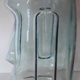 Vase moaï en verre transparent bleuté