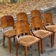 6 Art Deco gondola chairs in solid wood and brown suede