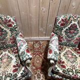 Pair of Louis XV style velvet bergère armchairs