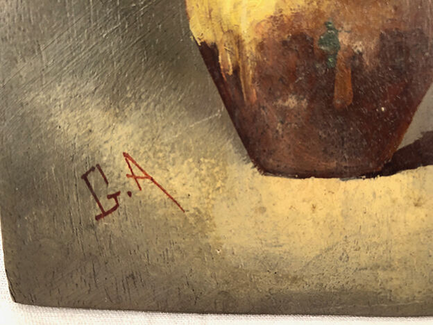 Pair of miniatures, oils on panel, bouquets of flowers