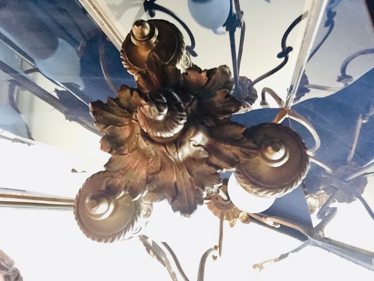 Lantern 3 lights bronze and brass