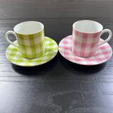 Pair of Vichy decor cups