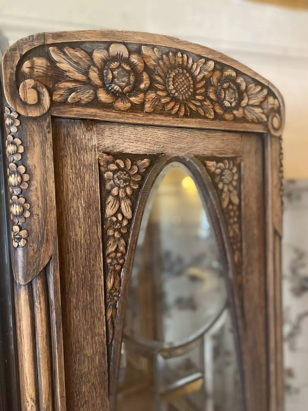 Pair of Art Deco display cabinets in solid oak