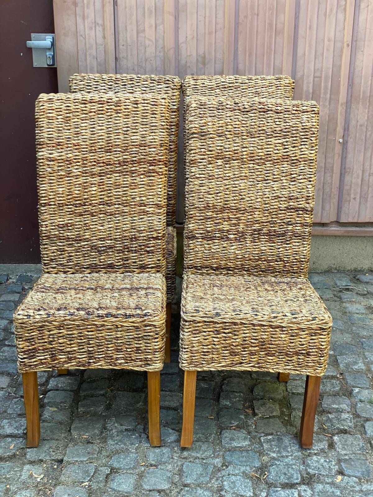 4 chaises de salle à manger en jonc de mer abaca ou bananier