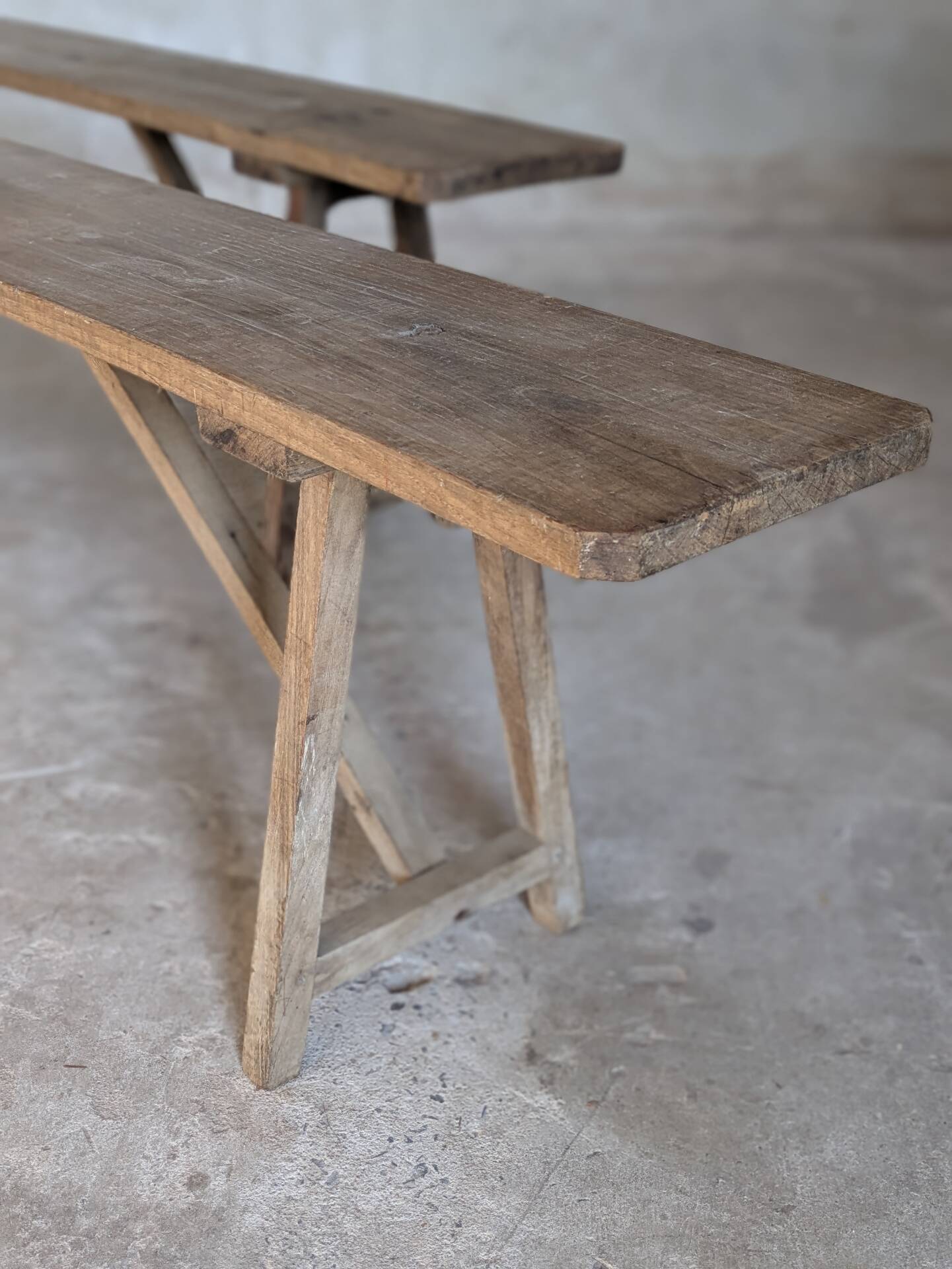Pair of antique oak benches