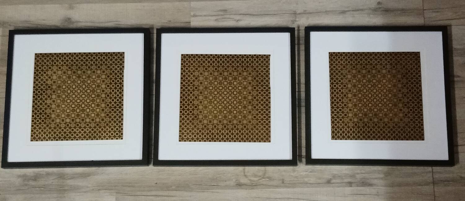 Vintage Optical Art Paintings - Victor Vasarely - Frames 40x40cm.