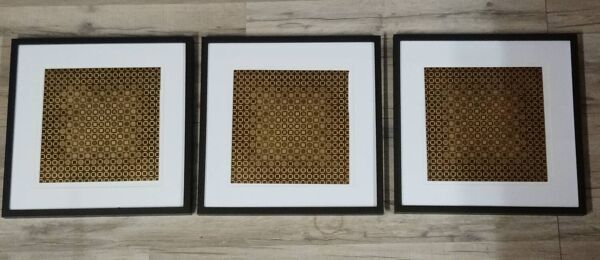 Tableaux Vintage Art Optique - Victor Vasarely - Cadres 40x40cm.