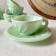Pressed glass cups and saucers, 1950s