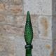 Large decorative vintage green glass carafe/bottle with relief – H57 cm