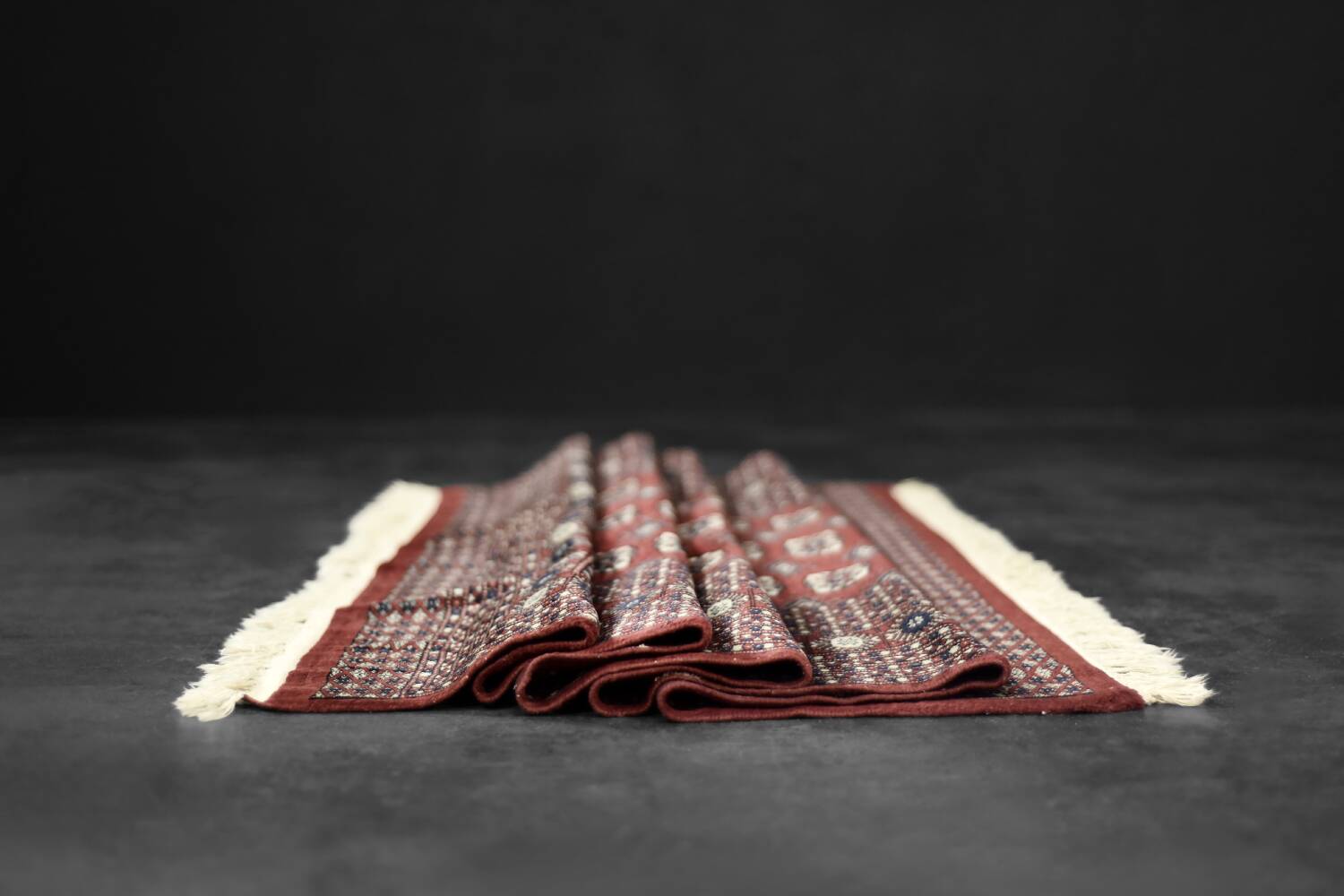 Handwoven red Boukhara oriental rug, 1960s