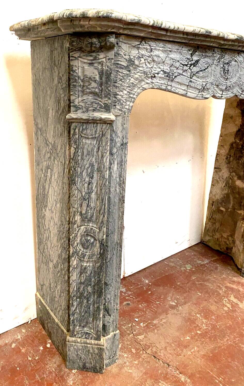 Louis XV style fireplace Model Pompadour Blue marble Turquin XX century