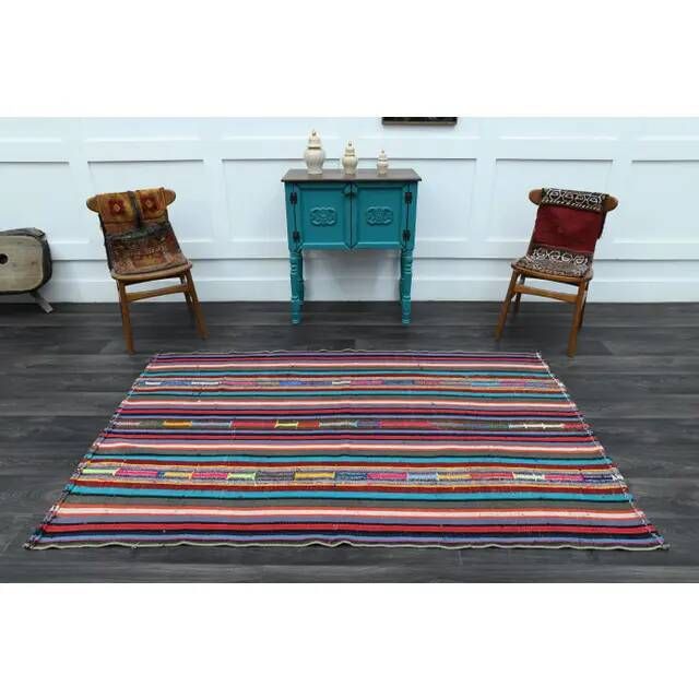 1970s Vintage Turkish Oushak Handmade Wool Cotton Purple Area Rug 137x218