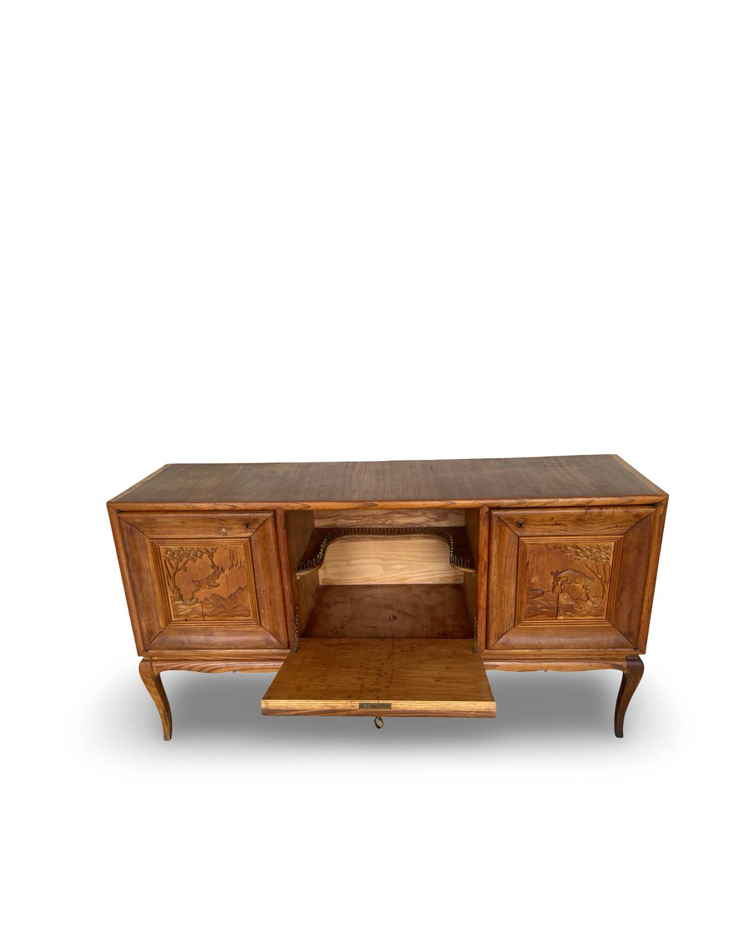 Italian Mid-Century cherrywood veneered and solid wood sideboard.