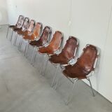 Set of eight mid-century leather dining chairs