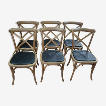 Lot of 6 bistro chairs in oak