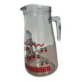 Vintage glass carafe fruit cherry patterns
