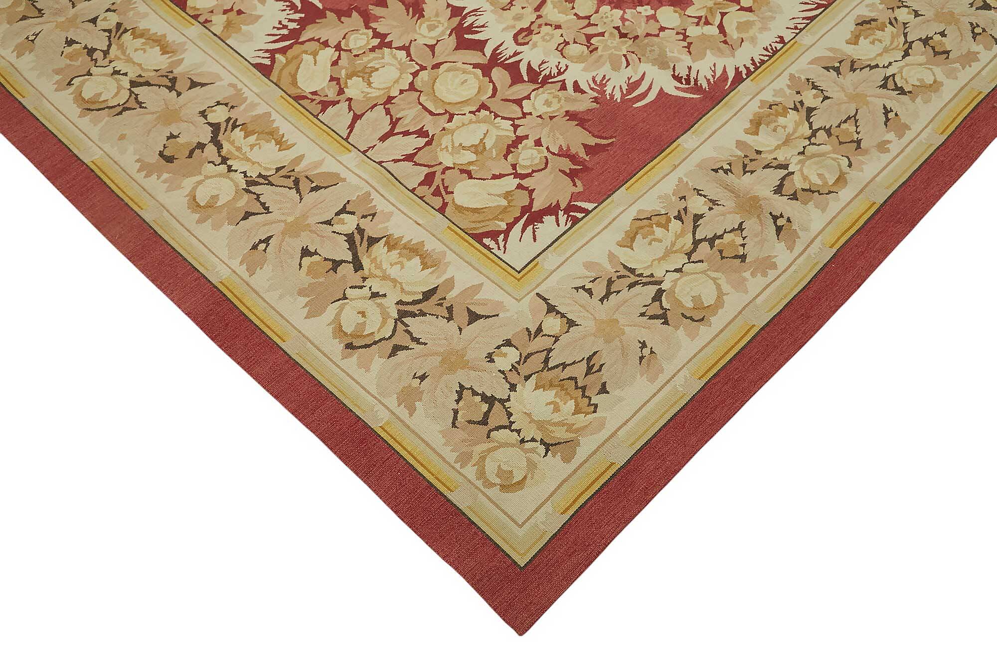 Handmade European Vintage Aubusson Kilim 267 cm x 361 cm