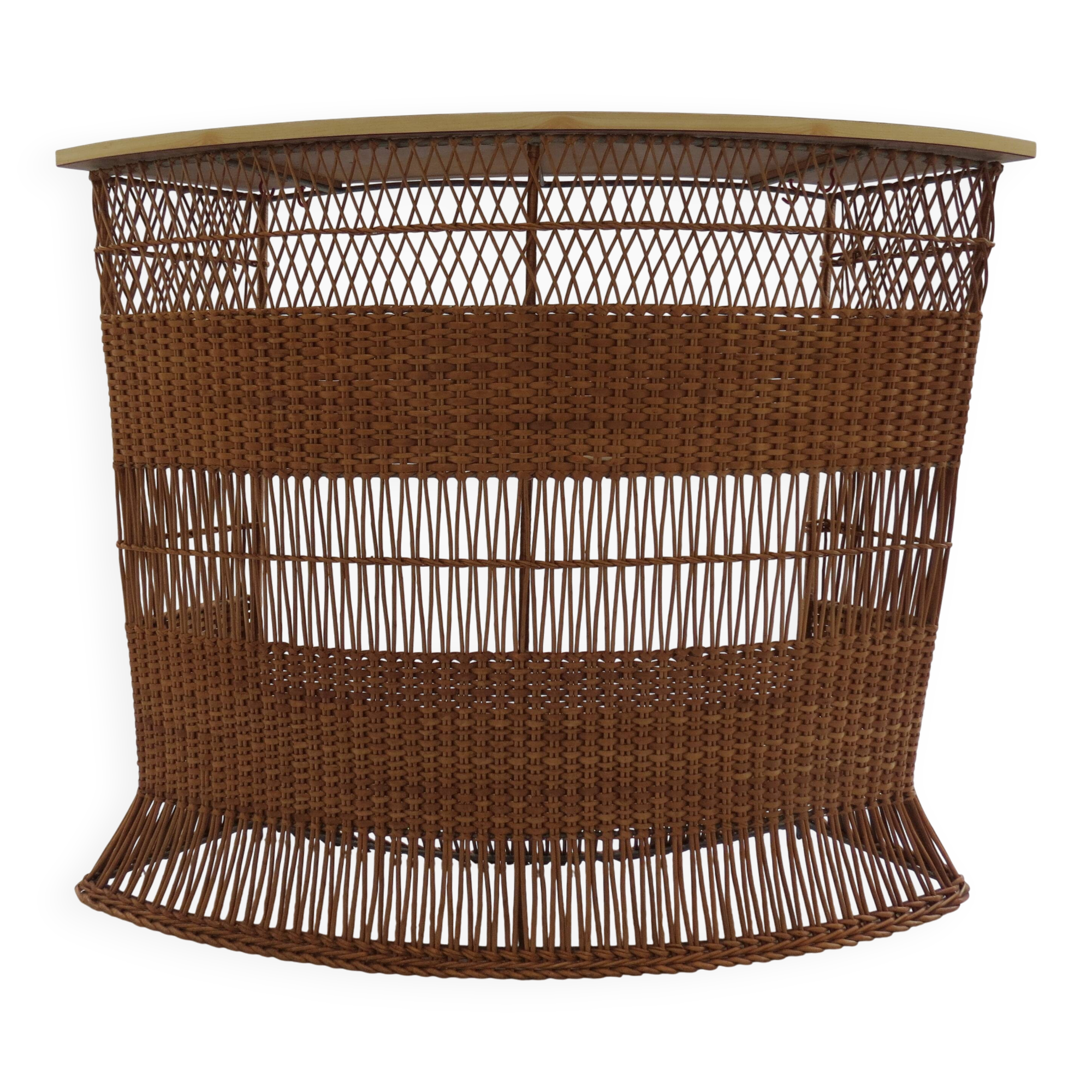 1970s rattan boho freestanding bar