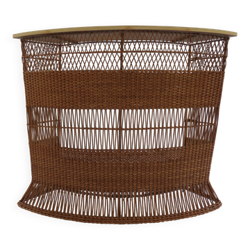 1970s rattan boho freestanding bar