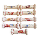 Series of 9 longchamp earthenware knife holders floral decor